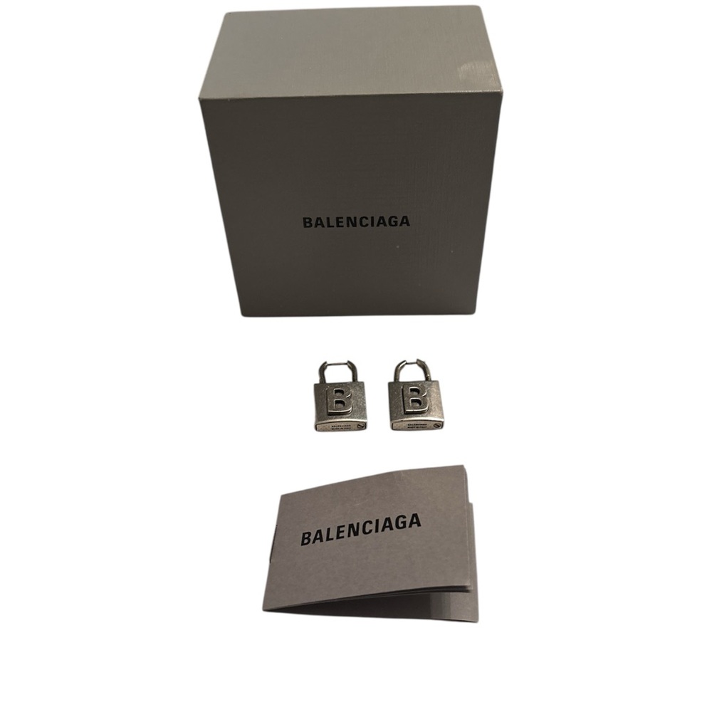 Balenciaga Metallic Padlock Earrings